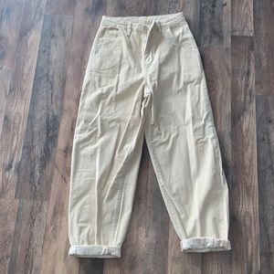 never worn, cream high waisted corduroy pants, baggy